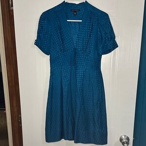 NWOT Banana Republic 100% Silk Blue Polka Dot Midi Dress w/ Pockets